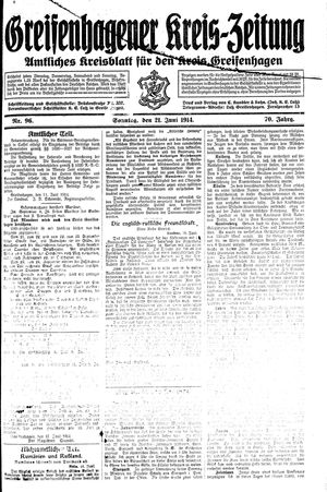 Greifenhagener Kreiszeitung vom 21.06.1914