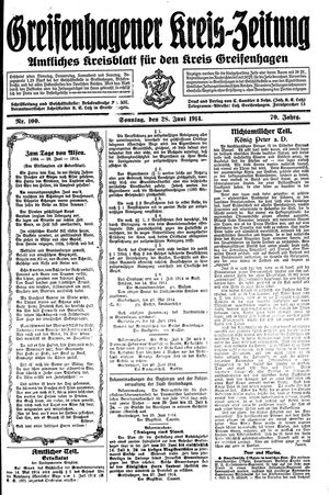 Greifenhagener Kreiszeitung vom 28.06.1914
