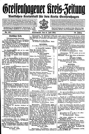 Greifenhagener Kreiszeitung vom 11.07.1914