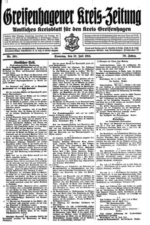 Greifenhagener Kreiszeitung vom 12.07.1914
