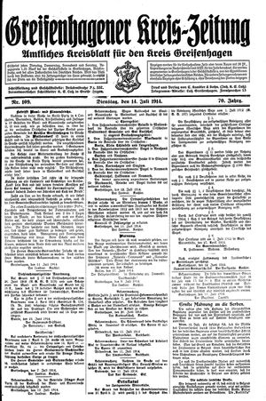 Greifenhagener Kreiszeitung vom 14.07.1914