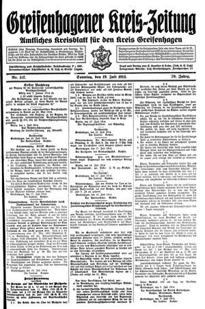 Greifenhagener Kreiszeitung vom 19.07.1914