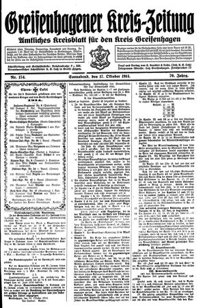 Greifenhagener Kreiszeitung vom 17.10.1914