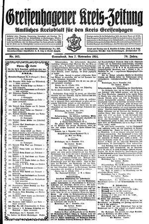 Greifenhagener Kreiszeitung vom 07.11.1914
