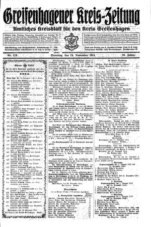 Greifenhagener Kreiszeitung vom 24.11.1914