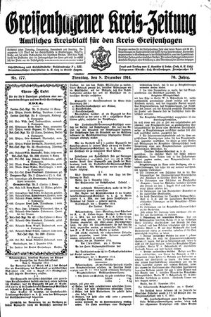Greifenhagener Kreiszeitung vom 08.12.1914