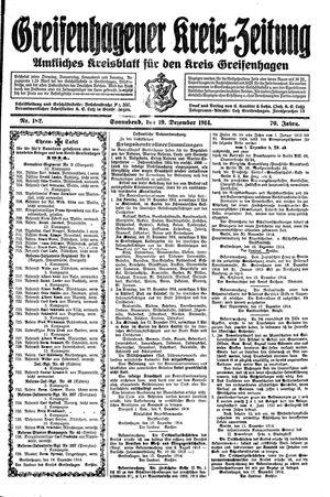 Greifenhagener Kreiszeitung vom 19.12.1914