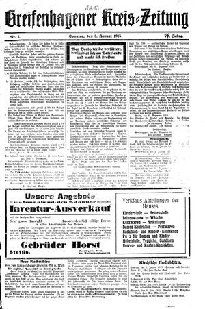 Greifenhagener Kreiszeitung vom 03.01.1915