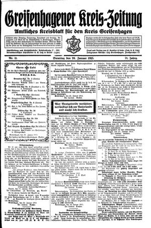 Greifenhagener Kreiszeitung vom 26.01.1915