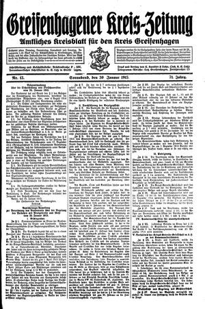Greifenhagener Kreiszeitung on Jan 30, 1915