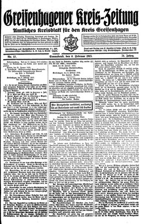 Greifenhagener Kreiszeitung on Feb 6, 1915