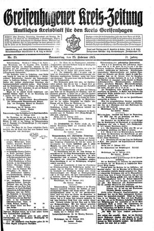 Greifenhagener Kreiszeitung vom 25.02.1915