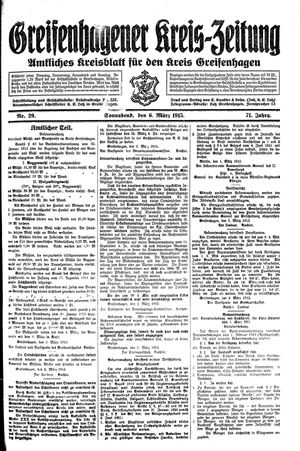 Greifenhagener Kreiszeitung vom 06.03.1915