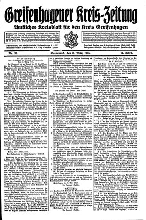 Greifenhagener Kreiszeitung vom 13.03.1915