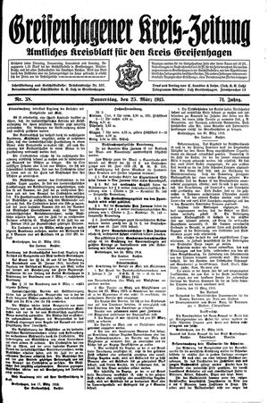Greifenhagener Kreiszeitung vom 25.03.1915