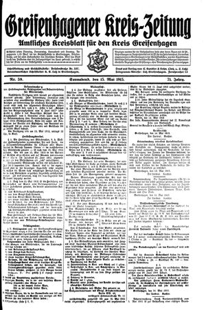 Greifenhagener Kreiszeitung vom 15.05.1915