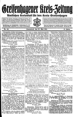 Greifenhagener Kreiszeitung vom 22.05.1915