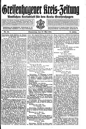 Greifenhagener Kreiszeitung vom 27.05.1915