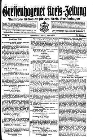 Greifenhagener Kreiszeitung vom 05.06.1915