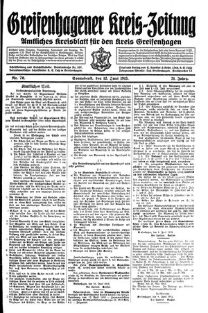 Greifenhagener Kreiszeitung vom 12.06.1915