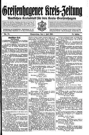 Greifenhagener Kreiszeitung vom 01.07.1915