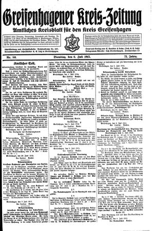Greifenhagener Kreiszeitung vom 06.07.1915