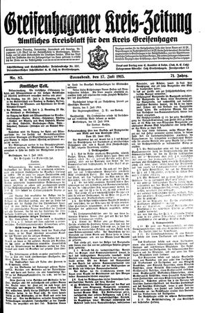 Greifenhagener Kreiszeitung vom 17.07.1915