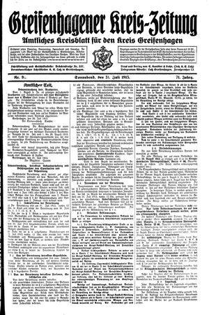 Greifenhagener Kreiszeitung vom 31.07.1915