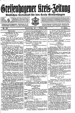 Greifenhagener Kreiszeitung vom 07.10.1915