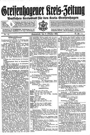 Greifenhagener Kreiszeitung vom 09.10.1915
