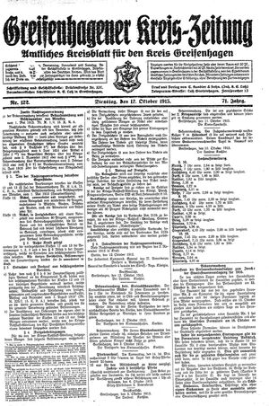 Greifenhagener Kreiszeitung vom 12.10.1915