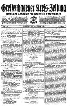 Greifenhagener Kreiszeitung vom 23.10.1915