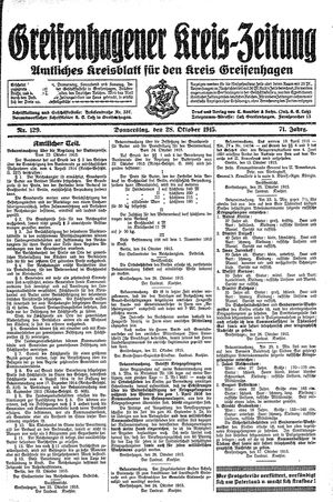 Greifenhagener Kreiszeitung vom 28.10.1915