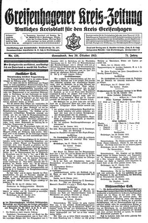 Greifenhagener Kreiszeitung vom 30.10.1915