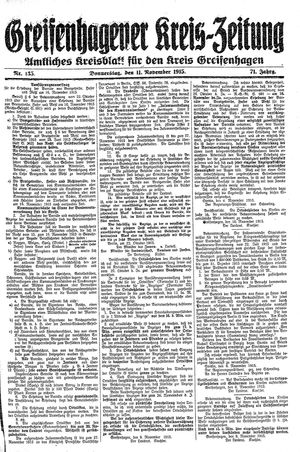 Greifenhagener Kreiszeitung vom 11.11.1915