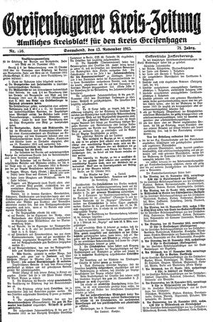Greifenhagener Kreiszeitung vom 13.11.1915