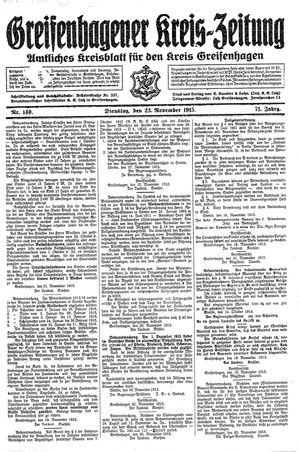Greifenhagener Kreiszeitung vom 23.11.1915