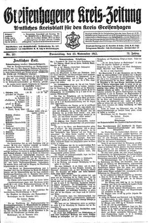 Greifenhagener Kreiszeitung vom 25.11.1915