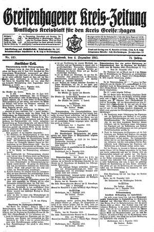 Greifenhagener Kreiszeitung vom 04.12.1915