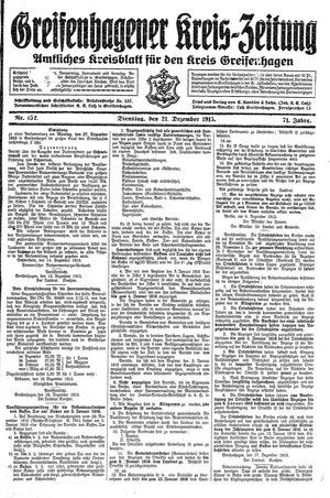 Greifenhagener Kreiszeitung on Dec 21, 1915