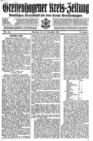 Greifenhagener Kreiszeitung vom 28.12.1915