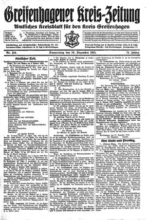 Greifenhagener Kreiszeitung vom 30.12.1915