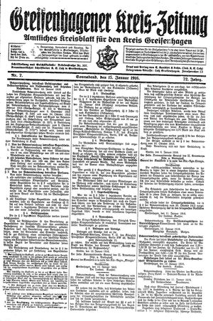 Greifenhagener Kreiszeitung vom 15.01.1916