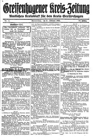Greifenhagener Kreiszeitung vom 17.02.1916