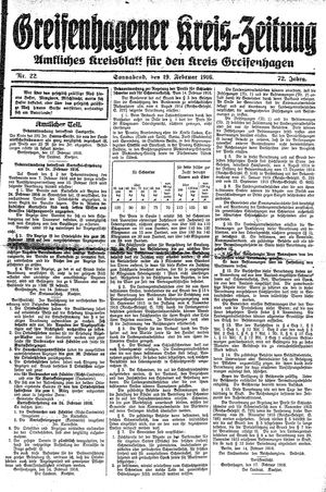 Greifenhagener Kreiszeitung vom 19.02.1916