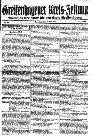 Greifenhagener Kreiszeitung on May 9, 1916