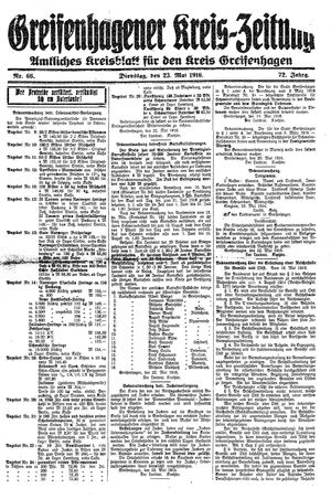 Greifenhagener Kreiszeitung on May 23, 1916