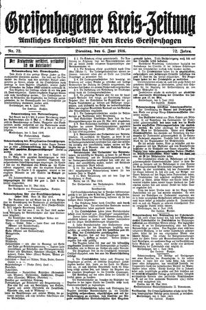 Greifenhagener Kreiszeitung vom 06.06.1916