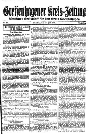 Greifenhagener Kreiszeitung vom 18.07.1916