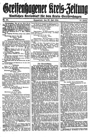 Greifenhagener Kreiszeitung vom 22.07.1916